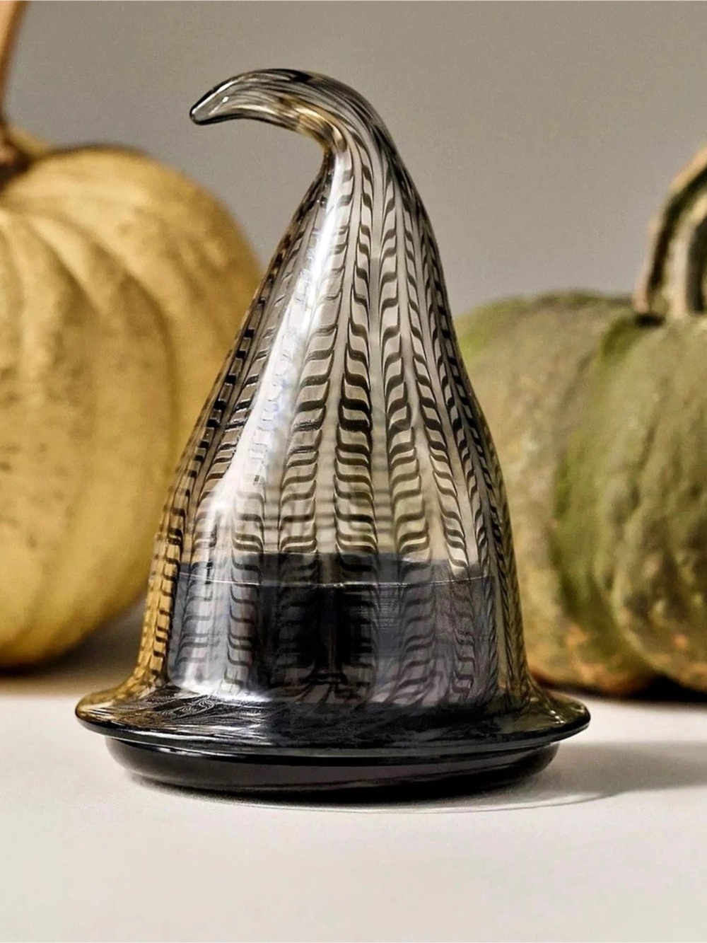Anthropologie Witches Hat Amber Pumpkin & Spice Figural Glass Candle Glass